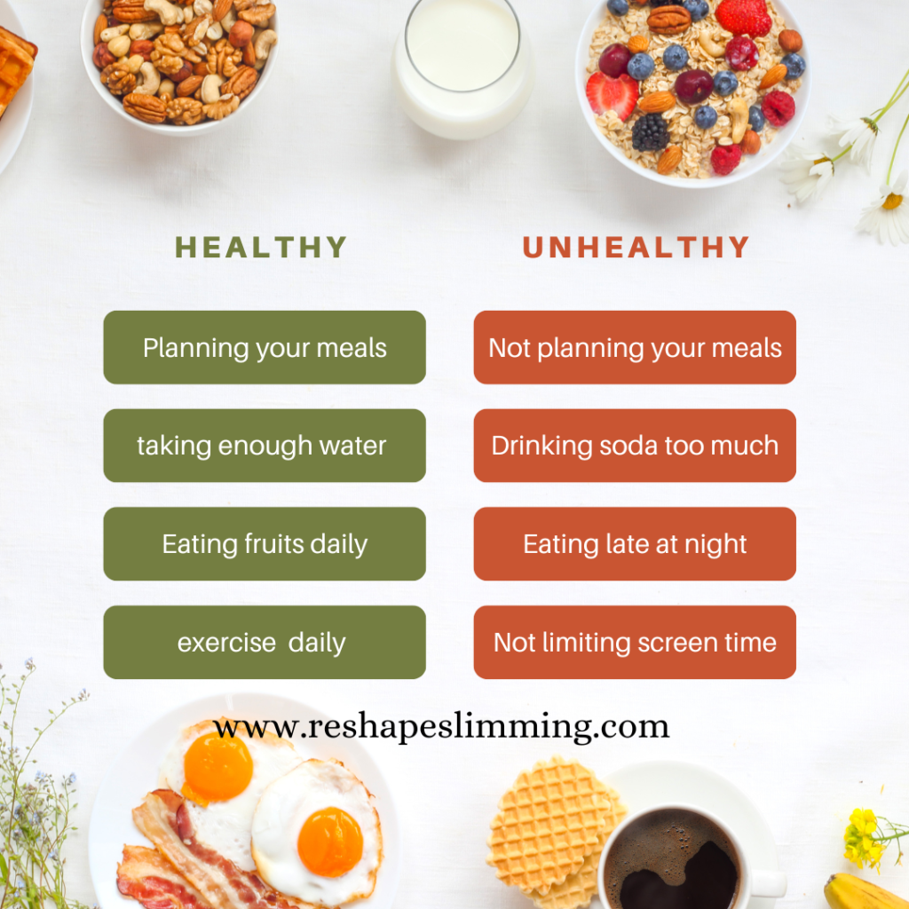 Healthy Habits vs Unhealthy habits